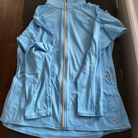 Lily Pulitzer luxletic zip up ~ light blue, size L. - Picture 2 of 6